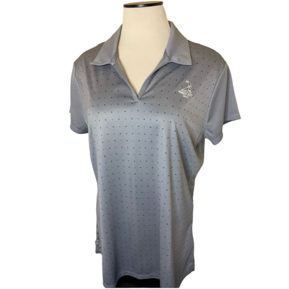 NWT ADIDAS Pinehurst Golf Grey Polka Dot Moisture Wick Short Sleeve Polo Size XL